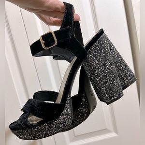 Anne Klein velvet platforms